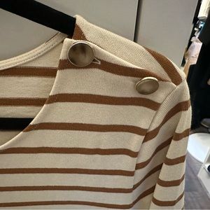 Sezane Striped thick cotton long sleeve tee